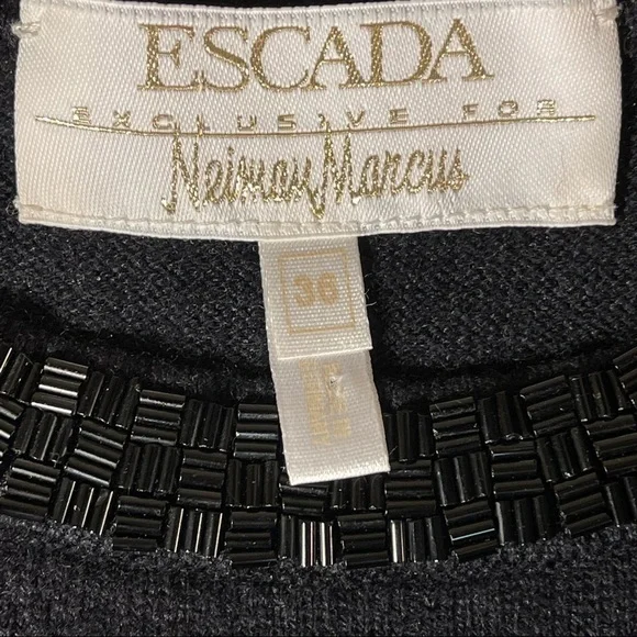 Escada for Neiman Marcus Knittedtop and cardigan with Bugle beads